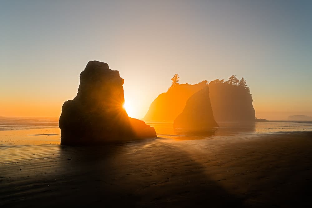 Golden Hour Sea Stacks by John Fan — canvas wall art