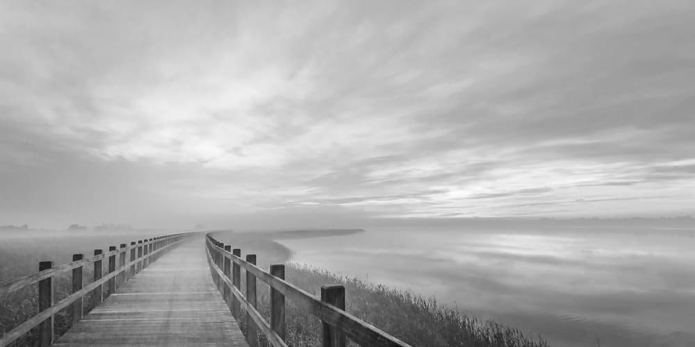 Serene Misty Boardwalk by Leif Løndal — canvas wall art