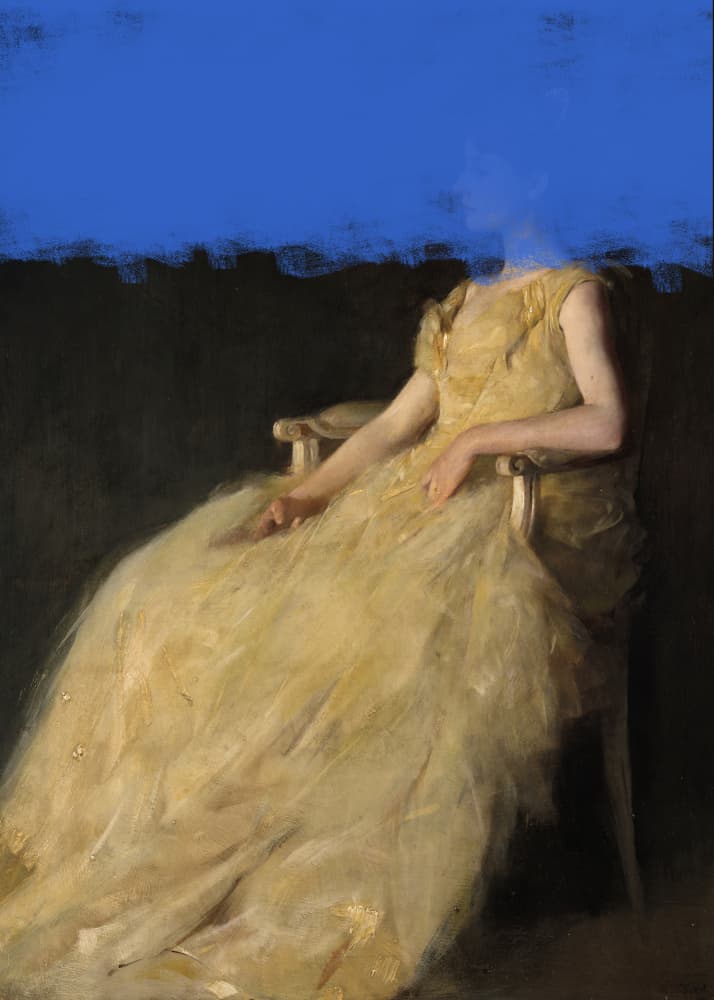 Elegant Woman Blue Block by The Art Concept — canvas wall art