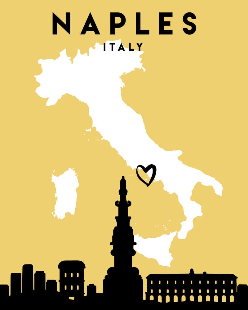 Naples Italy Skyline Love by Emiliano Deificus — canvas wall art