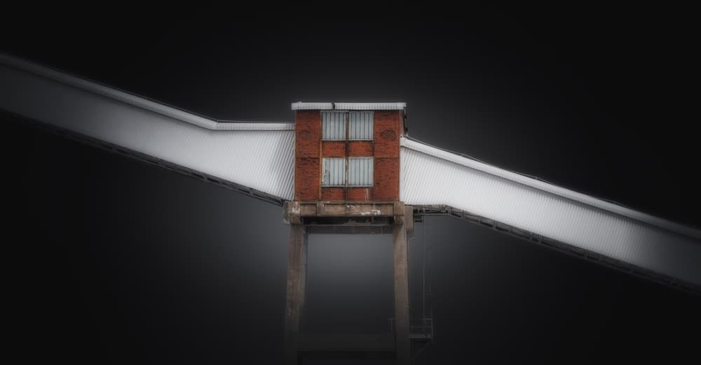 Dark Industrial Conveyor by Jörg Vollrath — canvas wall art