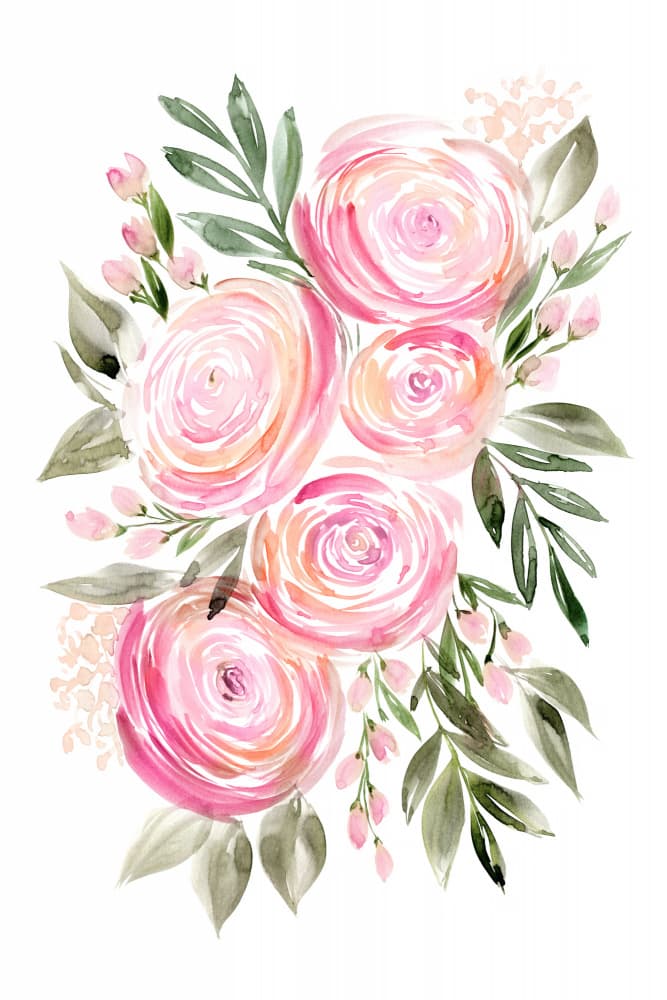 Blush Pink Bouquet by Rosana Laiz Blursbyai — canvas wall art