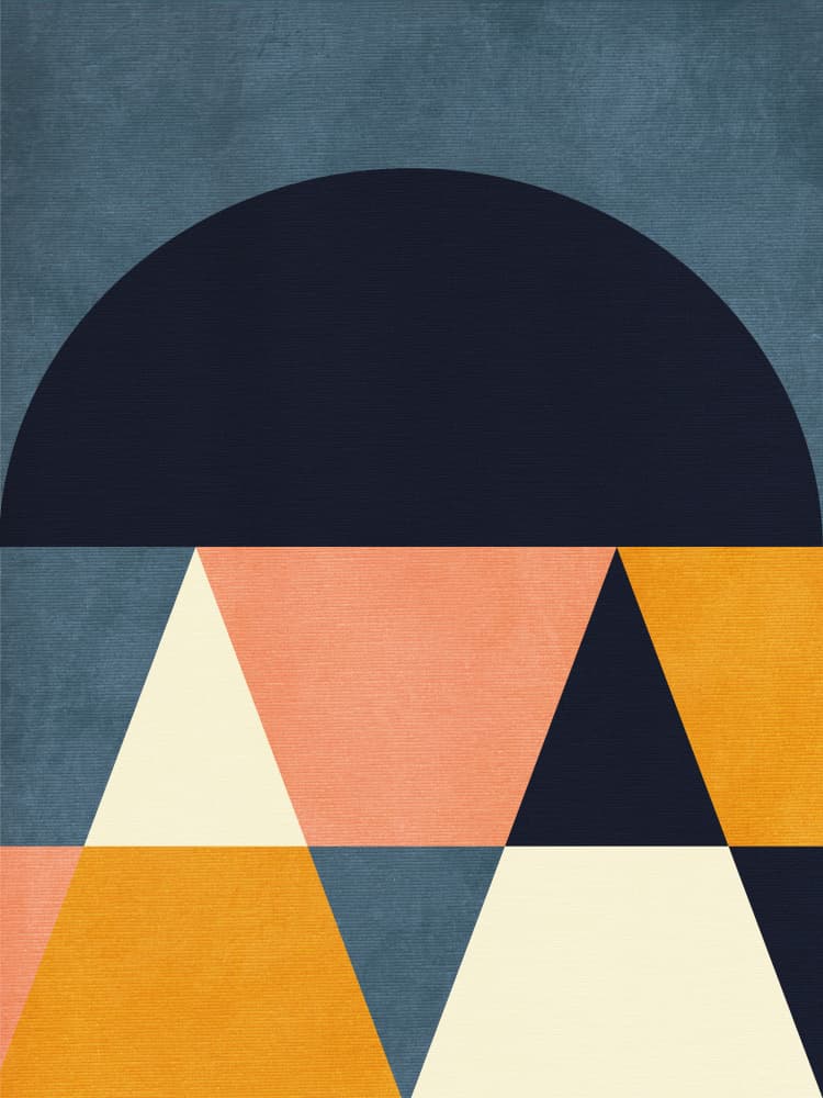 Rainbow Plus Shapes  Blue Mustard4 by Ana Rut Bre — canvas wall art