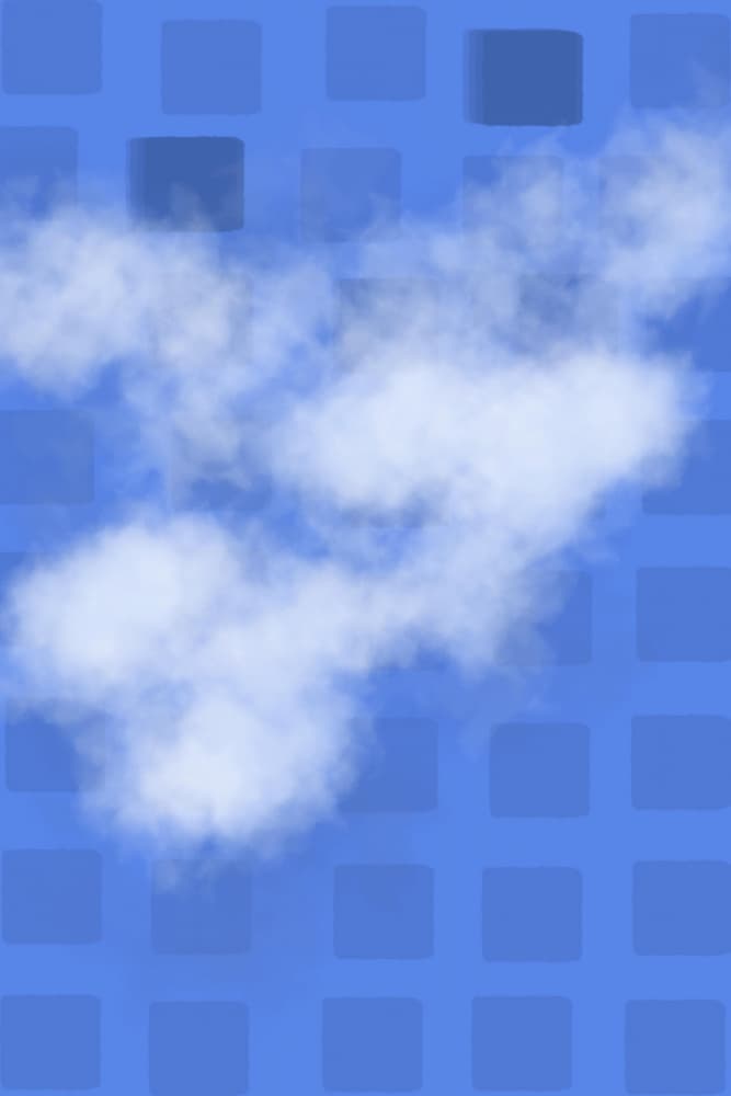 Fluffy Clouds Blue Grid by Mr PETTO — canvas wall art