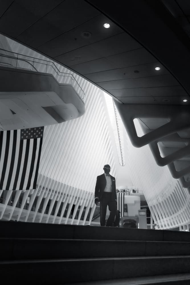 Man in Modern Architecture by Javier de la Torre — canvas wall art