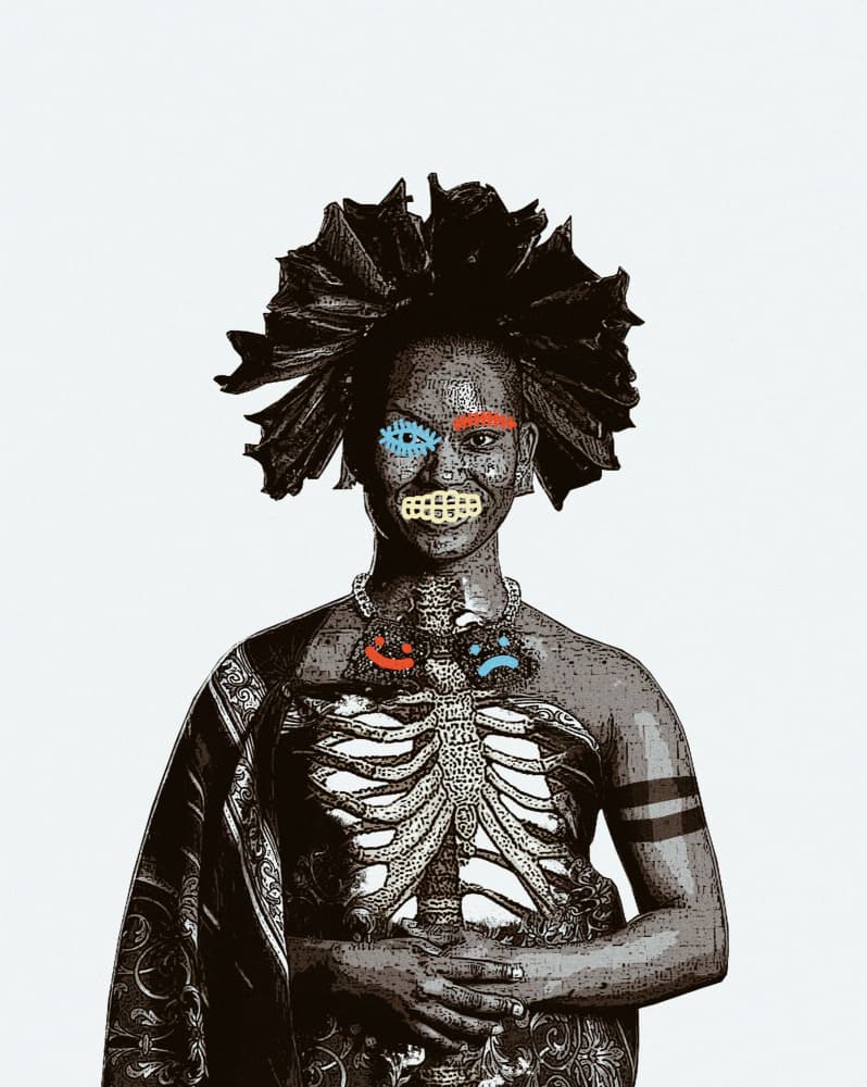 Stylized Tribal Portrait by Mathabela Madiela — canvas wall art