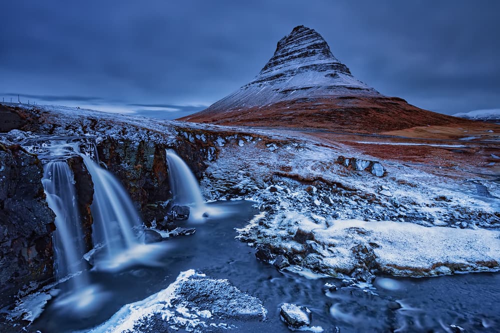 Kirkjufell Winter Waterfall by Luigi Ruoppolo — canvas wall art