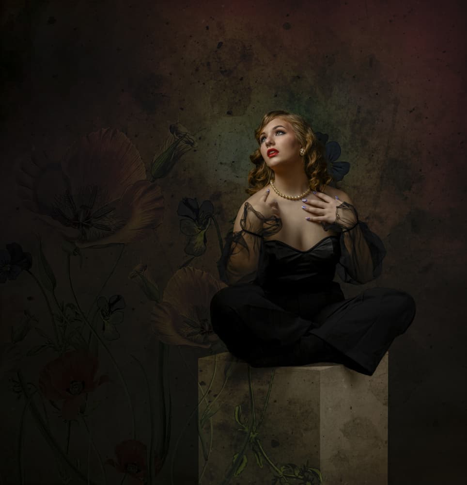 Elegant Woman Dark Bloom by Raul Ghiman — canvas wall art
