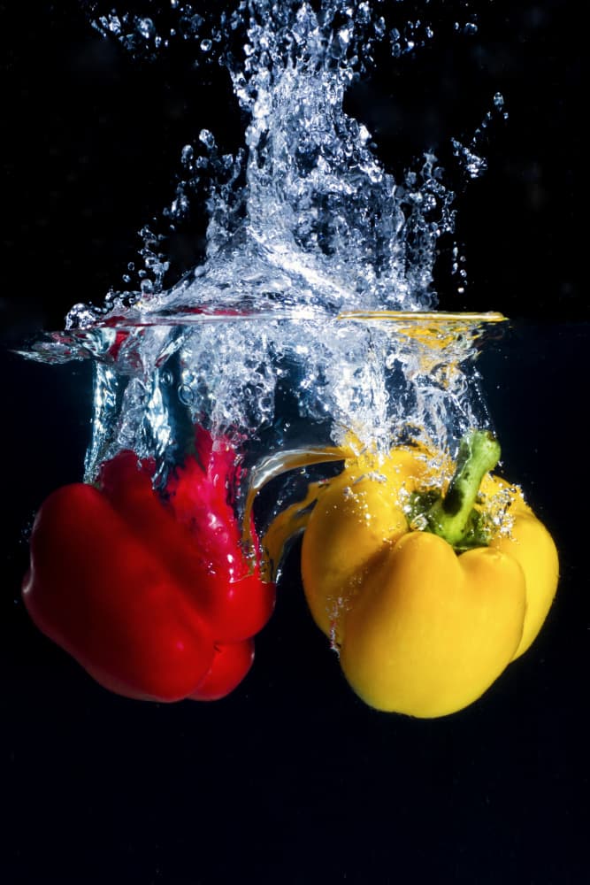 Vibrant Pepper Water Splash by Grand Mamangkey — canvas wall art