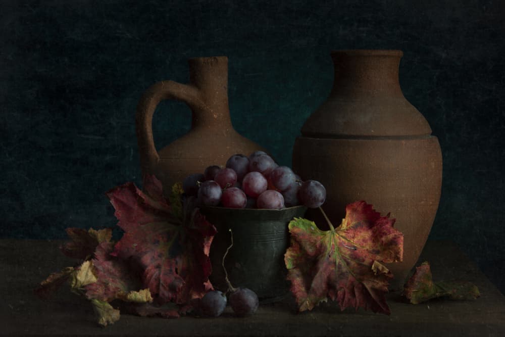 Autumn Grapes and Pottery by Ramiz Sahin — canvas wall art