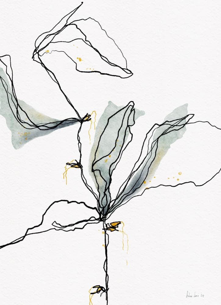 Abstract Botanical Gold by Ankie Kooi — canvas wall art