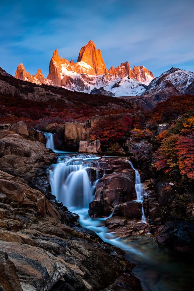 Golden Autumn Waterfall Mountains by Li Ying — canvas wall art