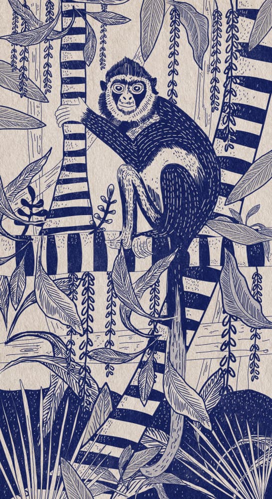 Tropical Striped Monkey by Nicholas — canvas wall art