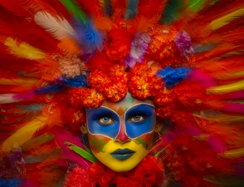 Vibrant Festival Portrait by PARTHA BHATTACHARYYA — canvas wall art