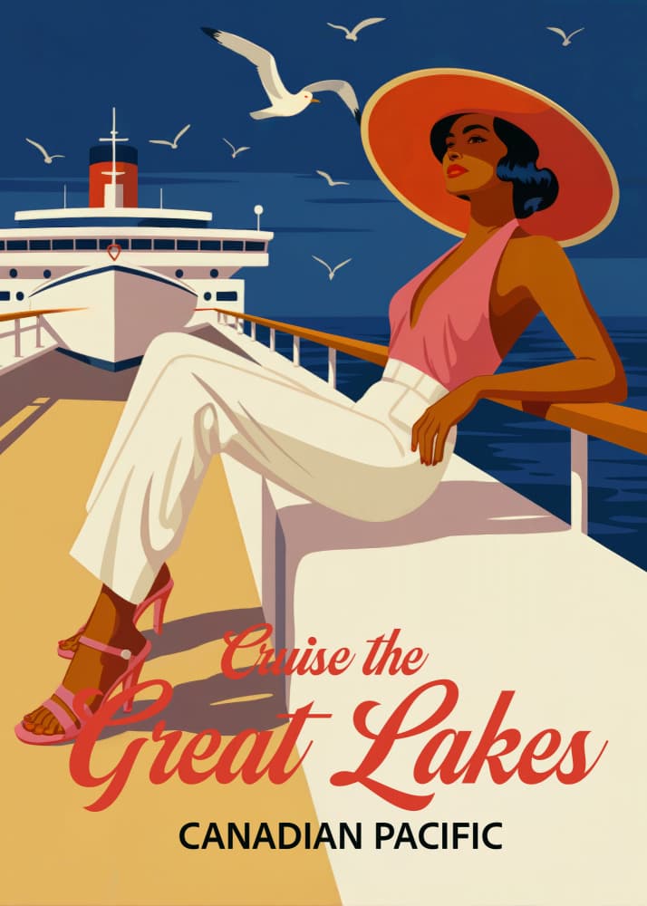 Retro Great Lakes Cruise by Andreas Magnusson — canvas wall art