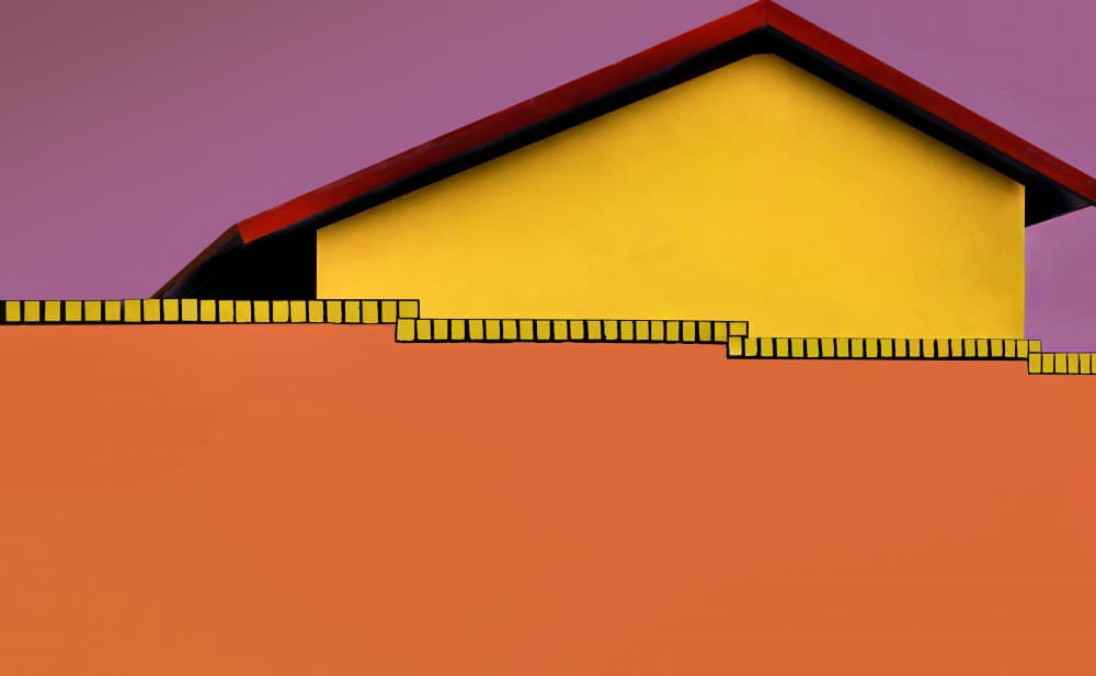 Yellow House Orange Wall by Porter Thomas — canvas wall art