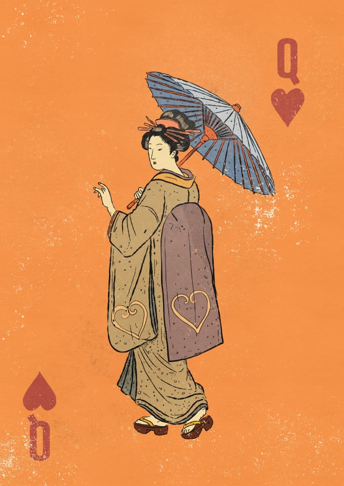 Japanese Queen of Hearts by Nicholas — canvas wall art