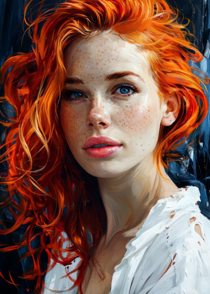 Freckled Redhead Gaze by Justyna Jaszke — canvas wall art