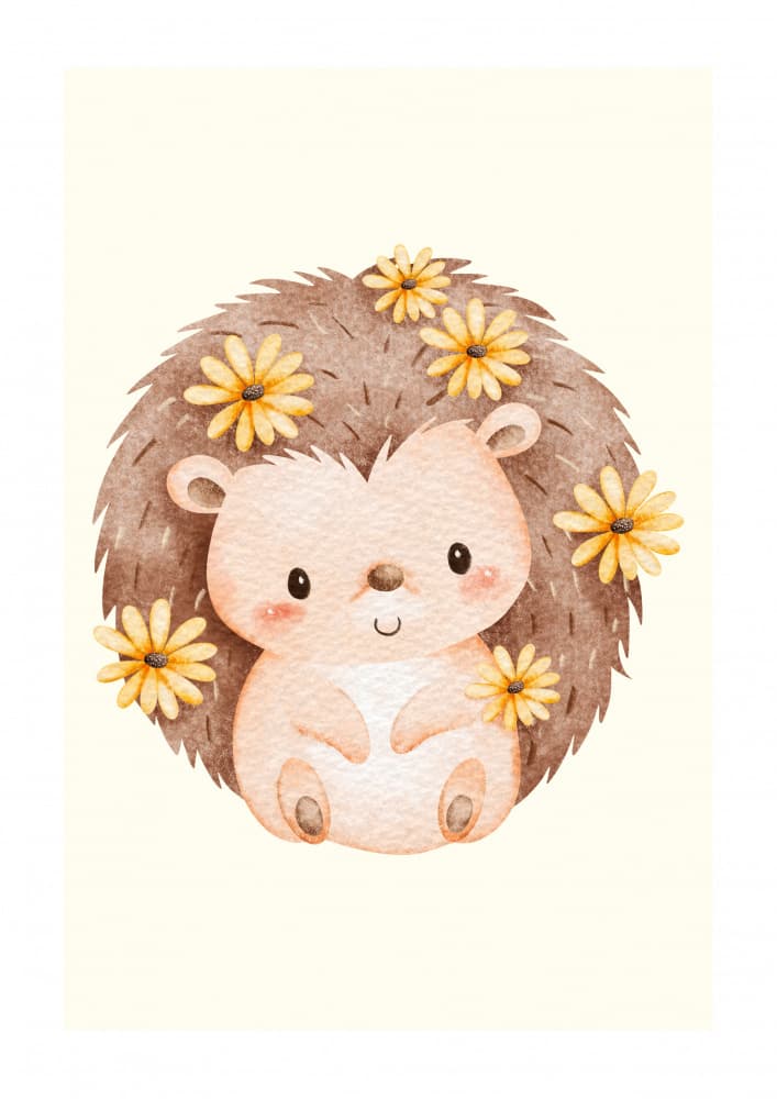 Sweet Hedgehog and Blooms by Saskia Michele — canvas wall art