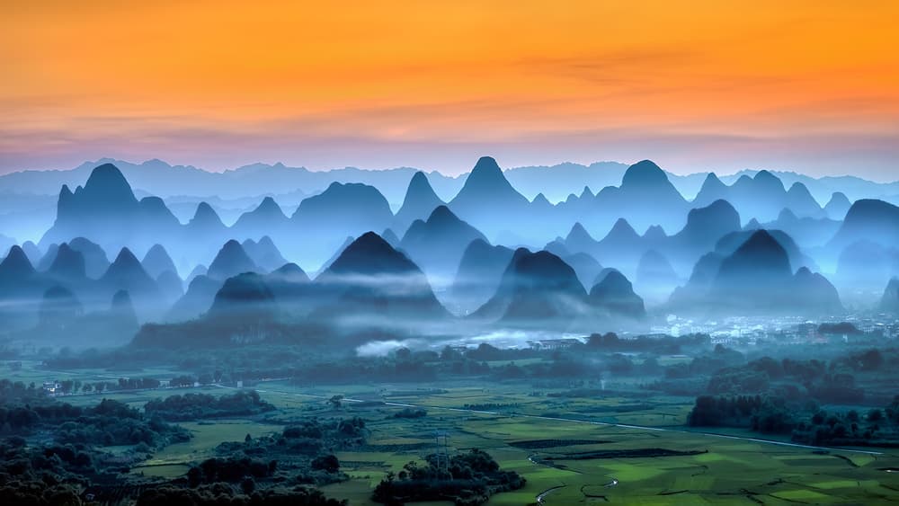 Sunrise Over Misty Peaks by Hua Zhu — canvas wall art