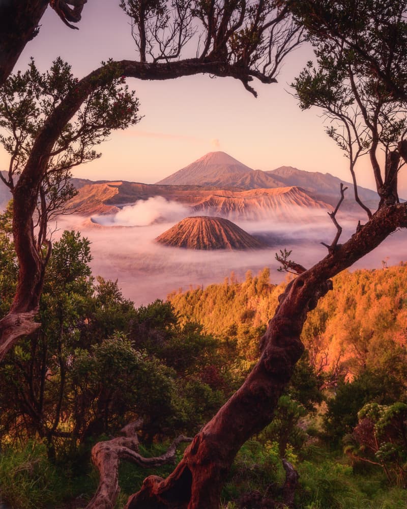 Misty Volcanic Sunrise by Dmitry Razr — canvas wall art