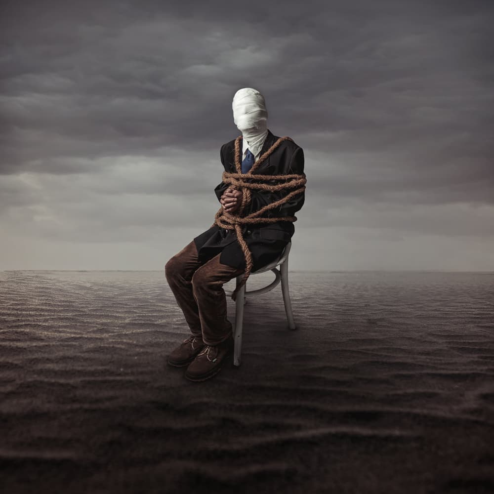 Bound Man Stormy Sky by ronaldnovianus — canvas wall art