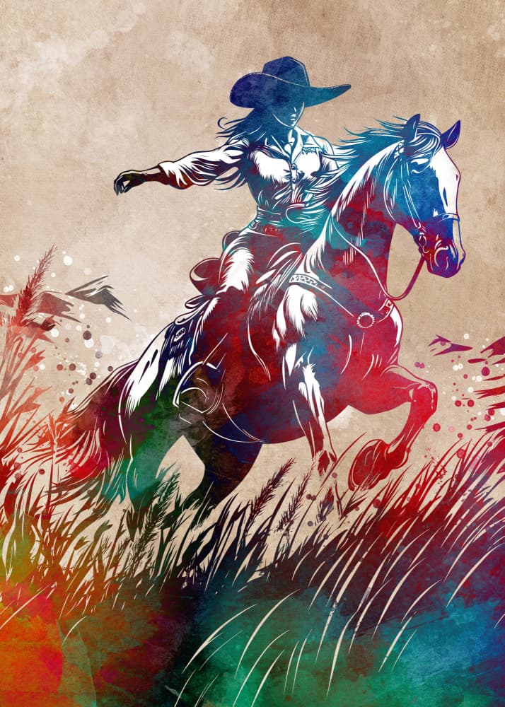 Dynamic Cowgirl Ride by Justyna Jaszke — canvas wall art