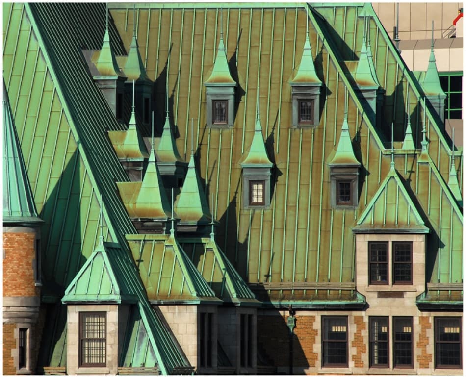 Green Copper Roof Dormers by Andre Pelletier — canvas wall art