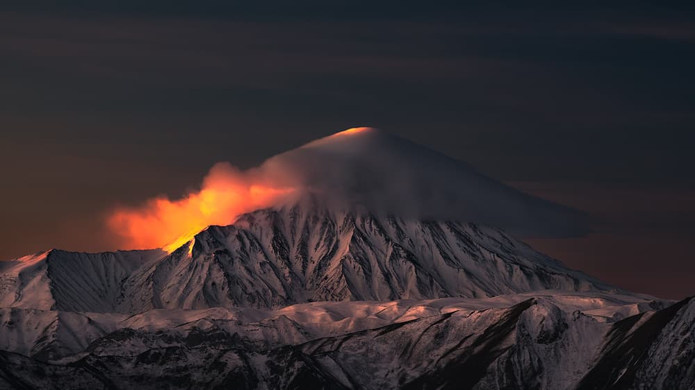 Fiery Mountain Peak by Majid Behzad — canvas wall art