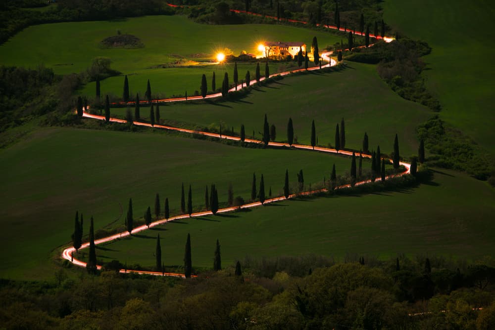 Tuscan Night Light Trails by Rostovskiy Anton — canvas wall art