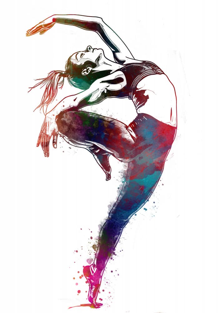 Dynamic Watercolor Dancer by Justyna Jaszke — canvas wall art