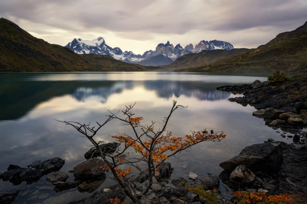 Autumn Mountain Lake Reflections by Yongnan Li （李永男） — canvas wall art