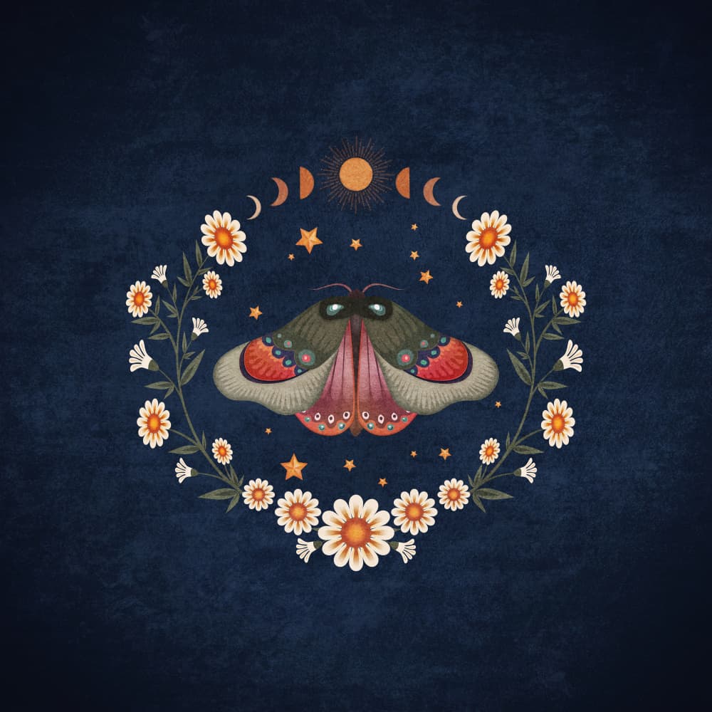 Moonlit Moth Symphony by Emel Tunaboylu — canvas wall art