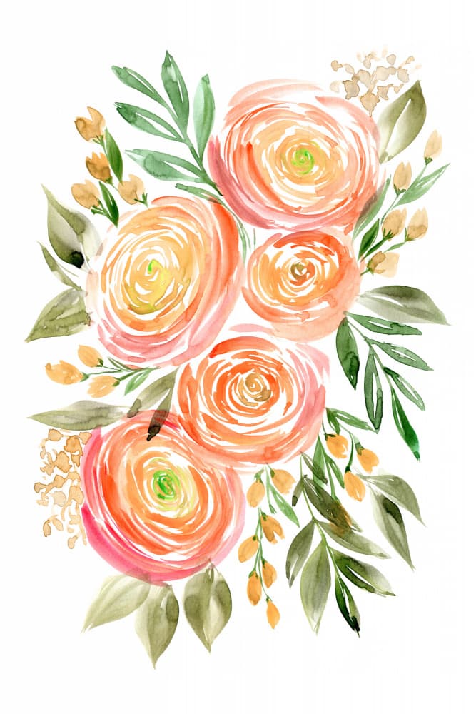 Watercolor Floral Bouquet by Rosana Laiz Blursbyai — canvas wall art