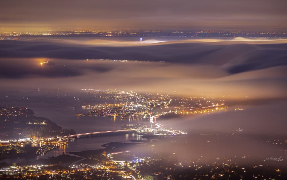 Misty Night Cityscape by ANNA AN — canvas wall art
