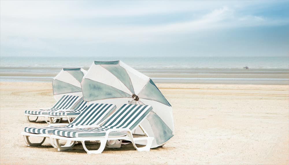 Serene Beach Umbrellas by Gilbert Claes — canvas wall art