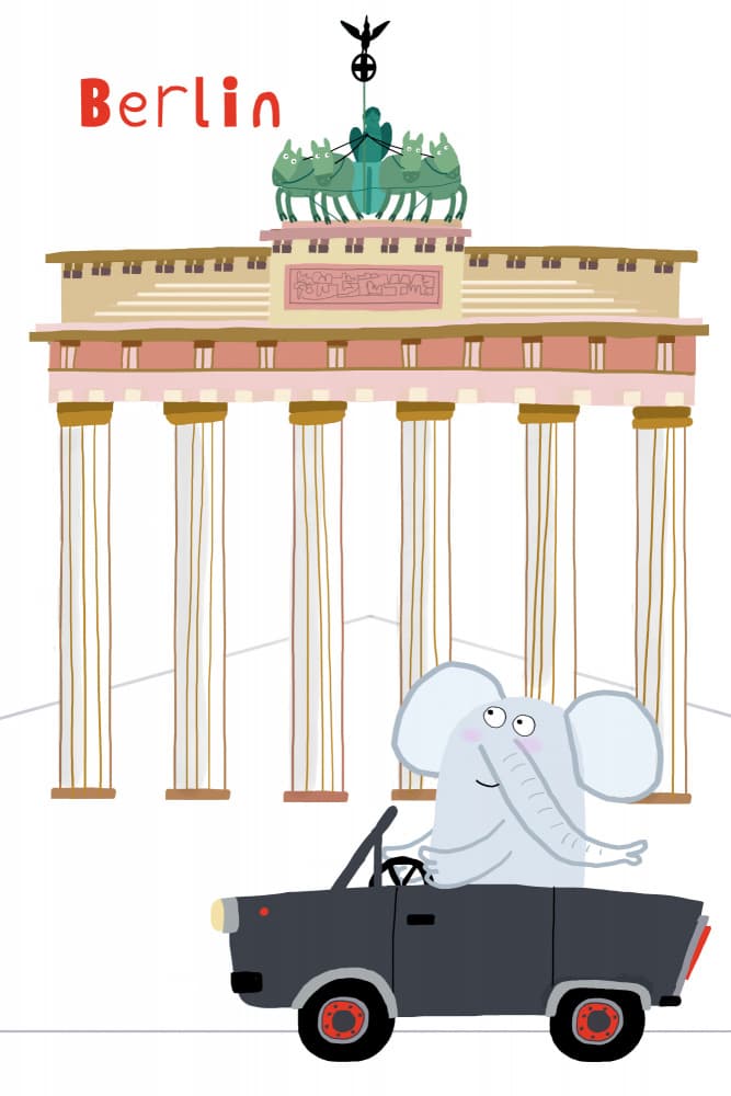 Elephant Drives Berlin by Carla Daly — canvas wall art