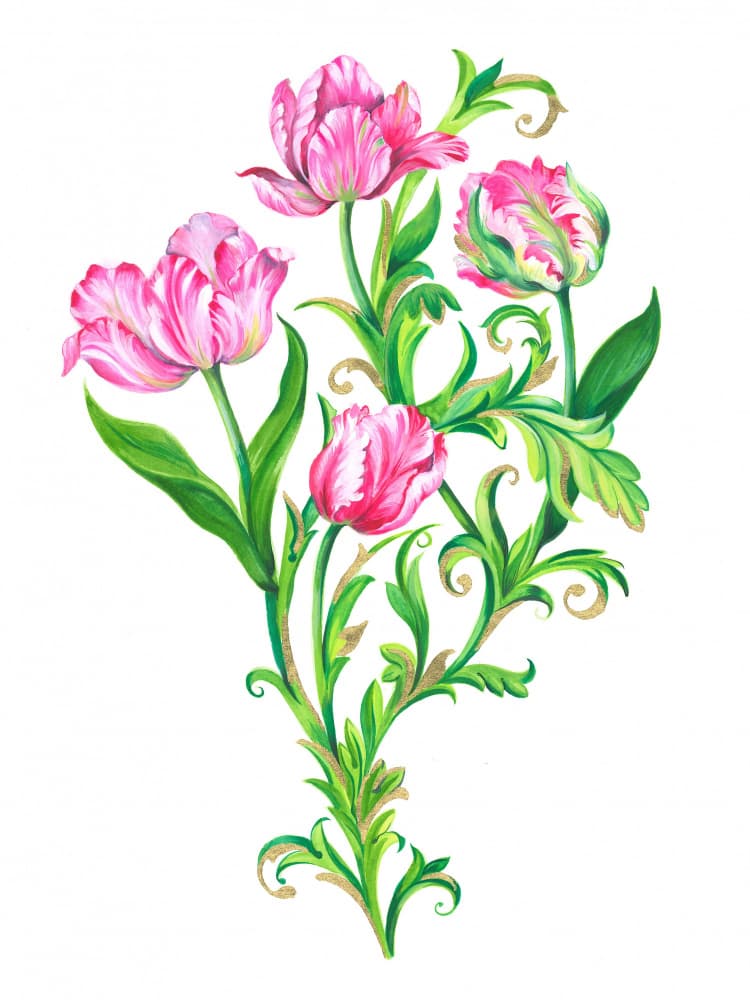 Four  Parrot Tulips by Isabelle Brent — canvas wall art