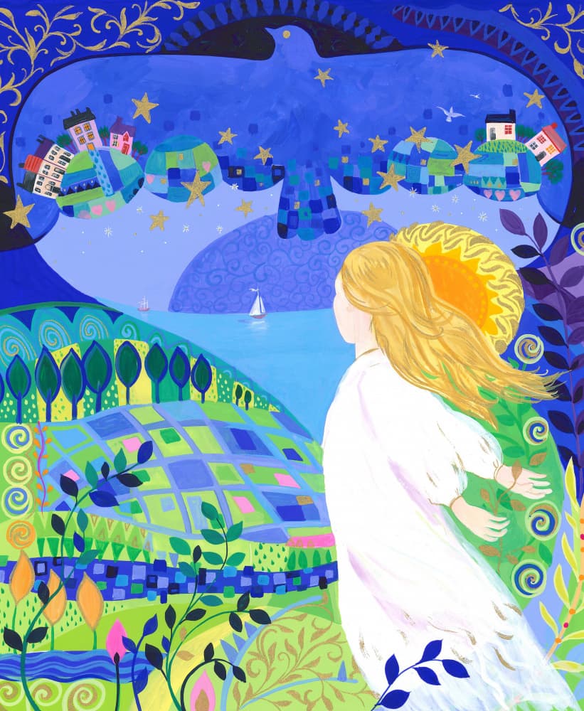 Child Under A Night Sky With Stars by Isabelle Brent — canvas wall art
