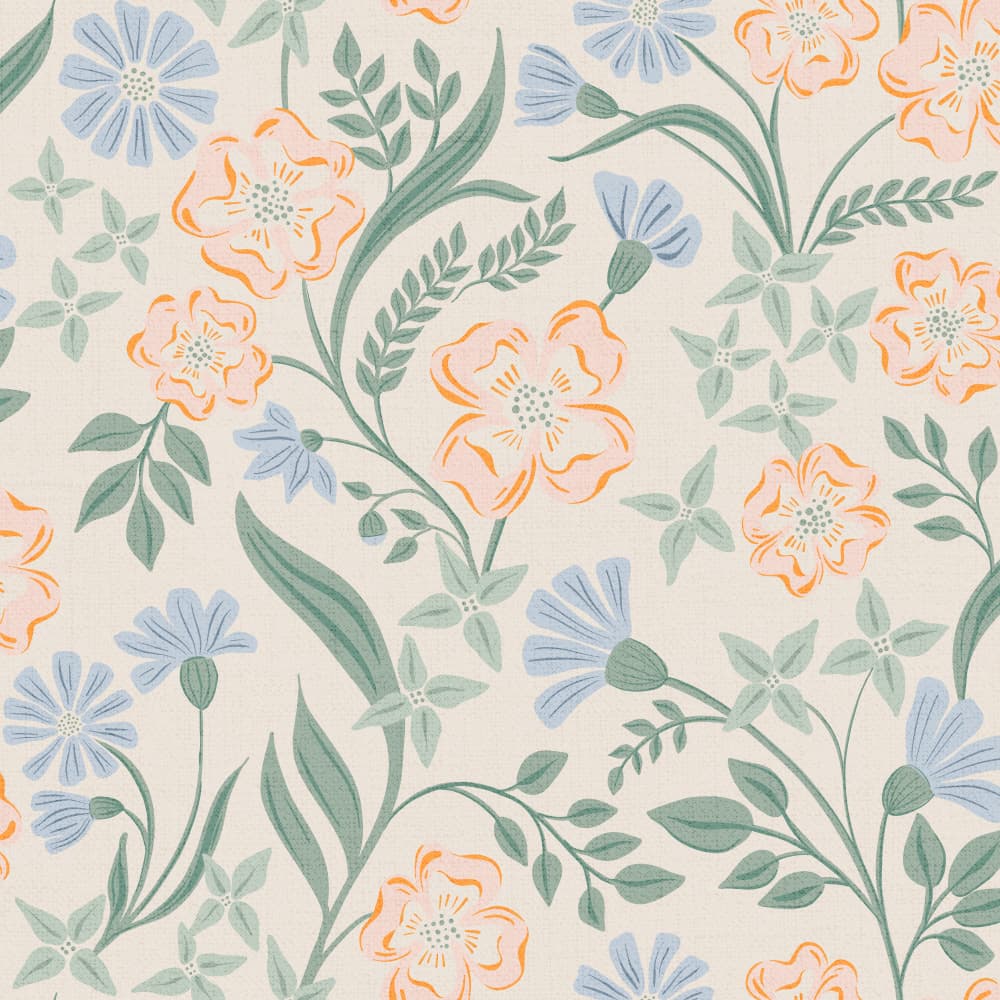 Peach Blue Blooms by Alexandra Weise — canvas wall art