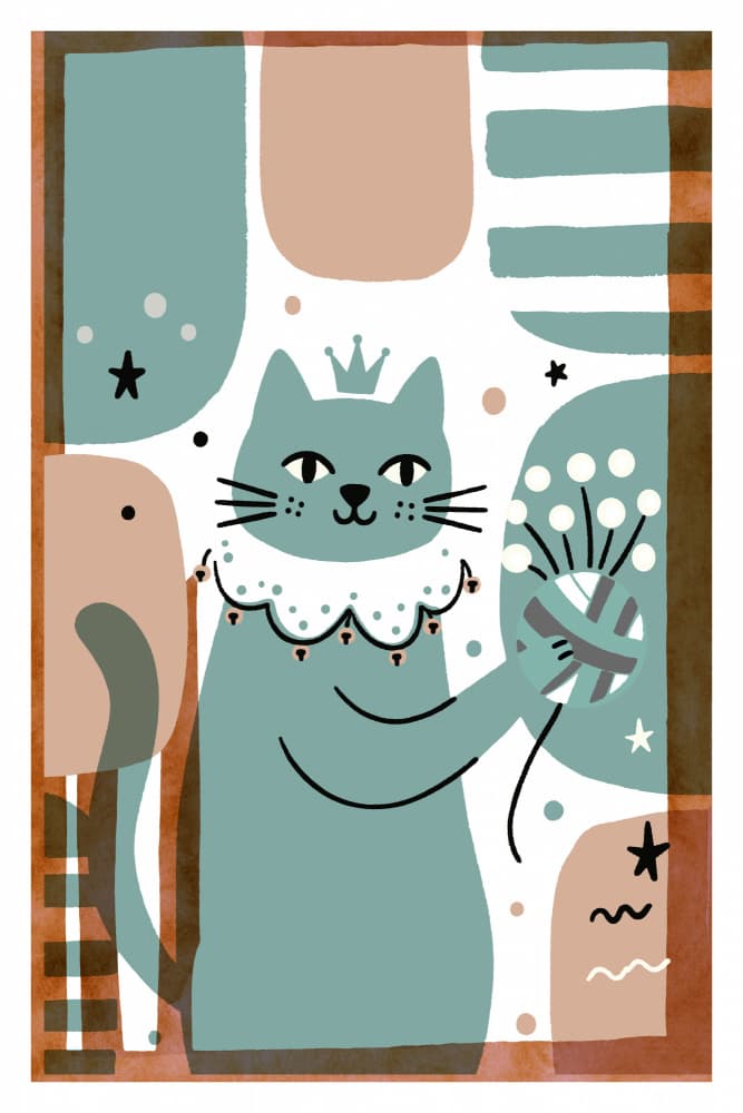 Regal Cat With Flowers by casa cartissi — canvas wall art