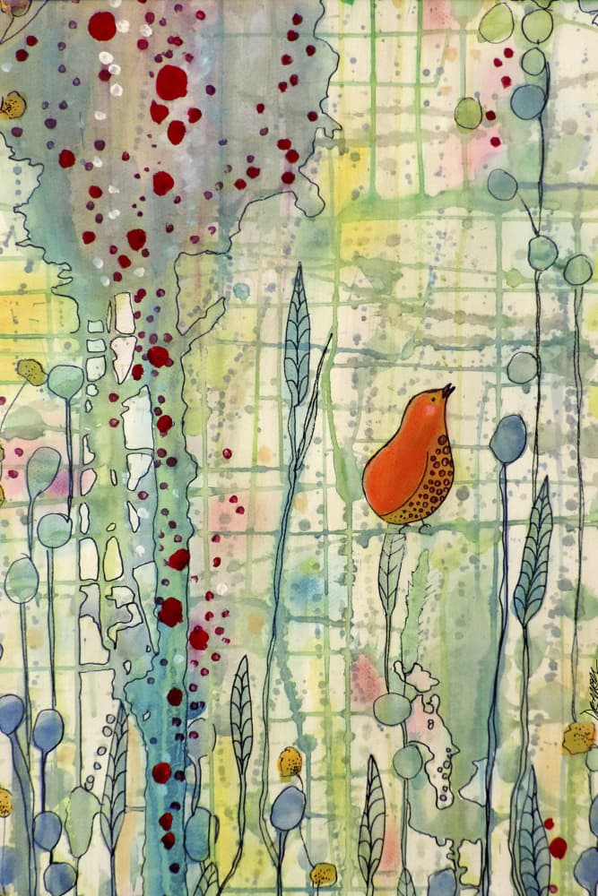 Whimsical Garden Bird by Sylvie Demers — canvas wall art