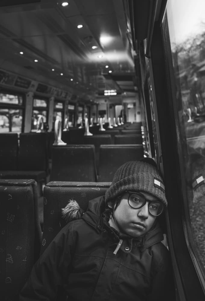 Pensive Train Journey by Alex Ogazzi — canvas wall art