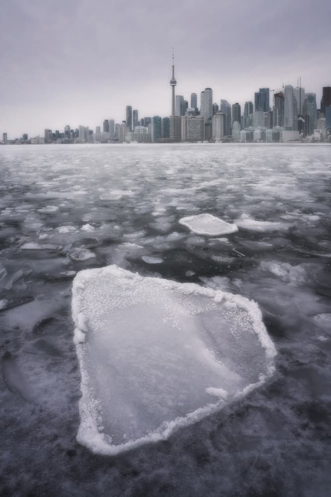 Frozen Toronto Skyline by Junbo Liang — canvas wall art
