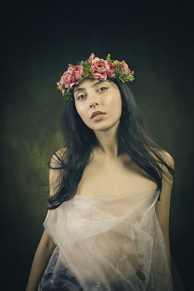 Woman in Floral Crown by Eddie Kavanagh — canvas wall art