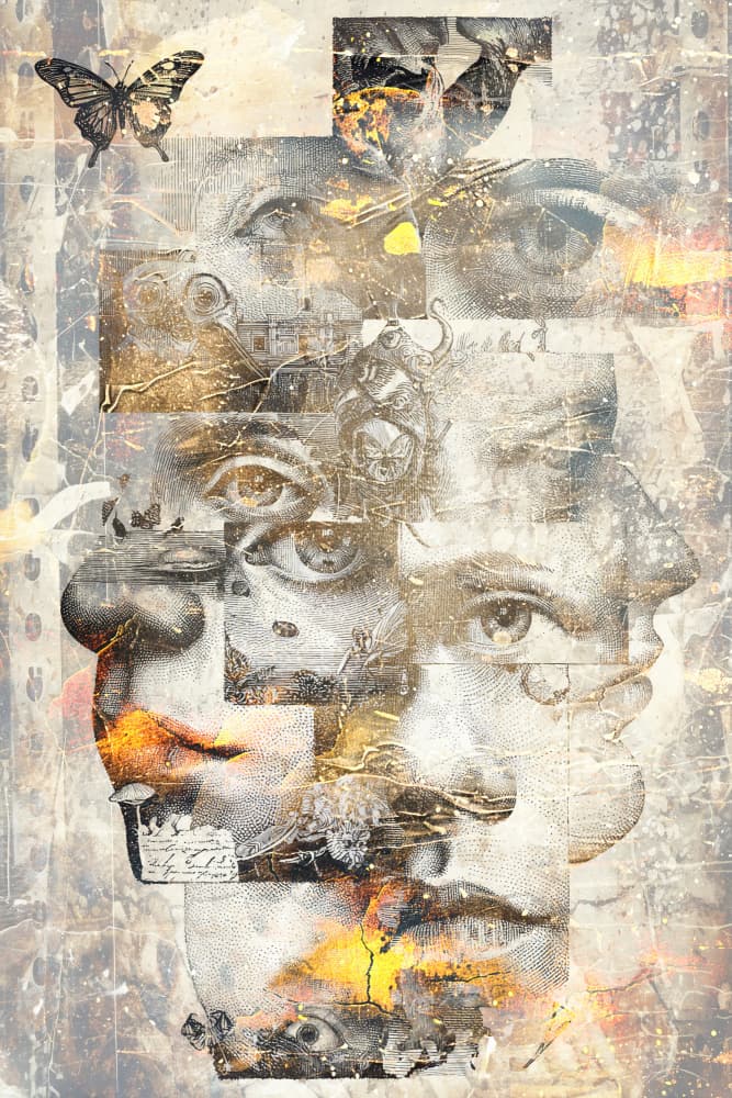 Fragmented Face With Butterfly by Rafal Kulik — canvas wall art