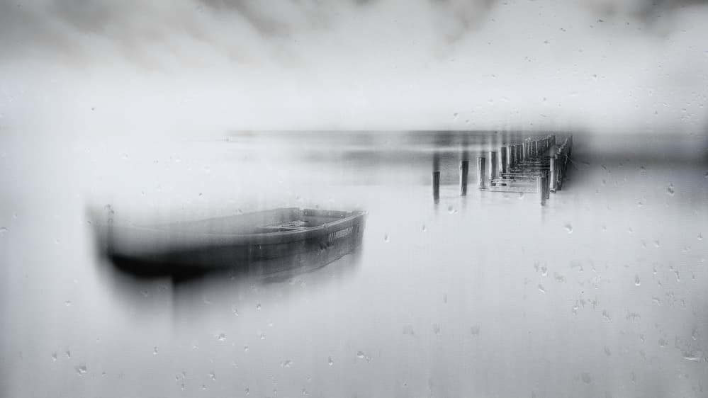 Dreamy Boat and Pier by Ina Tänzer — canvas wall art