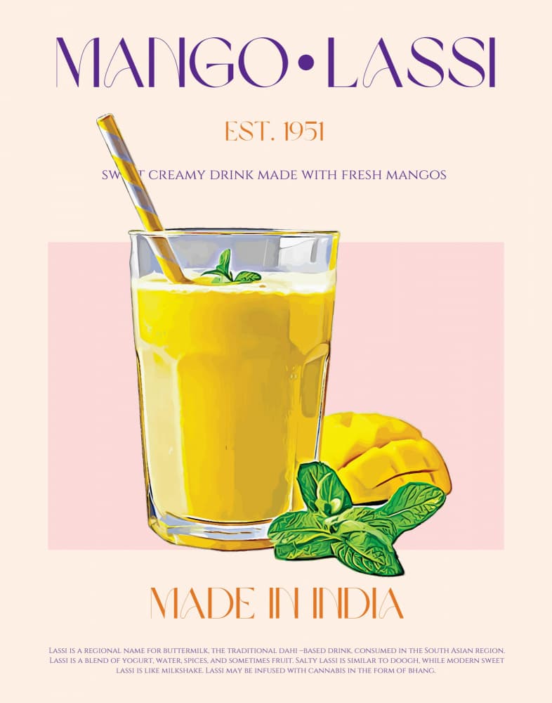 Fresh Indian Mango Lassi by Nazma Khokhar — canvas wall art