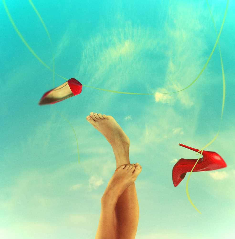Sky High Red Heels by Svetlana Melik-Nubarova — canvas wall art