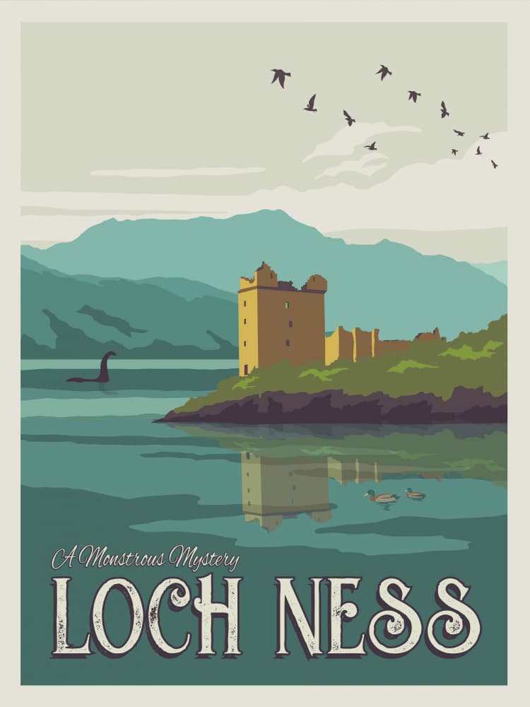 Loch Ness Monster Castle by Retrodrome — canvas wall art